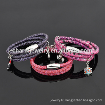 Wholesale Custom Charming Accessories Design Leather Bracelet with stainless steel clasp SW-LB024